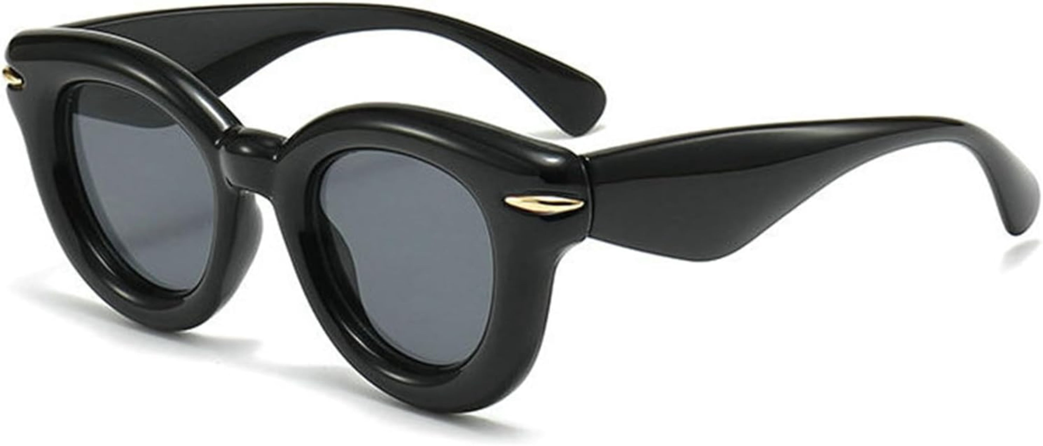 Cute oval thick frame cat eye sunglasses Retro Oval Cat Eye Sunglasses for Women Y2k Trendy Narrow  main image 2