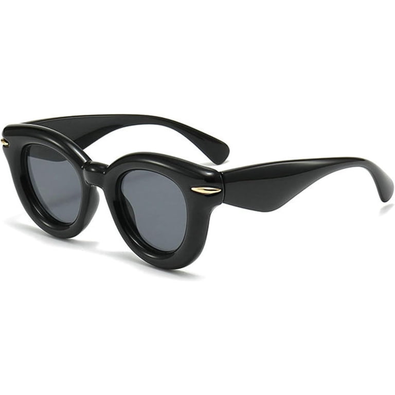 Oversized Cat Eye Sunglasses for Women Cute Oval Thick Frame  display picture 1