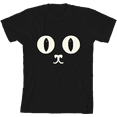 thumbnail image 1 of Oversized Cat Face Youth Black Crew Neck Short Sleeve Tee-Small, 1 of 4
