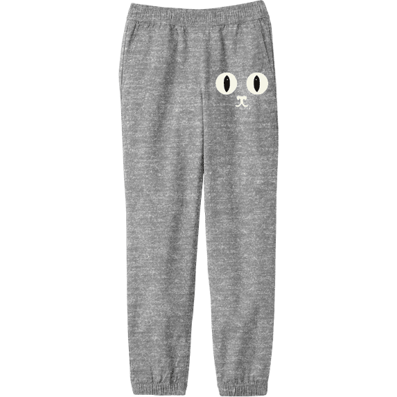 Oversized Cat Face Youth Heather Gray Jogger Pants-Medium