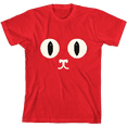 thumbnail image 1 of Oversized Cat Face Youth Red Crew Neck Short Sleeve Tee-XS, 1 of 4