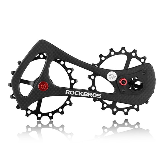 Oversized Ceramic Pulley Wheels 17T - Bigtrek Carbon Fiber Rear Derailleur Cage for Shimano Ultegra DURA ACE 6800 6870 9000 9070 with 7075 Alloy Jockey Wheels