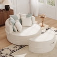 thumbnail image 1 of LEHZROAJ Oversized Chenille Upholstered Chaise Lounge Chair Indoor,Round Reading Chairs with 5 Pillows No Assembly Cloud Sleeper Sofa for Living Room(Beige), 1 of 10