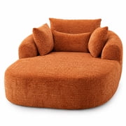Oversized Chaise Longue Chair Indoor, Modern Upholstered Chenille Deep Seat Sofa Bed with Throw Pillows and Armrests, Sleeper Sofa Couch for Living Room, Bedroom Apartment