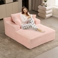 thumbnail image 1 of Oversized Chaise Longue Chair Indoor, Modern Upholstered Corduroy Deep Seat Sofa Bed with Throw Pillows and Armrests, Sleeper Sofa Couch for Living Room, Bedroom Apartment, 1 of 7