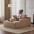 thumbnail image 1 of Oversized Chaise Lounge Chair Cozy Cloud Couch, Modern Plush Corduroy Upholstered Sleeper Sofa Daybed with 3 Throw Pillows and Wide Armrest for Living Room, No Assembly Required,Beige, 1 of 11