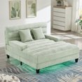 thumbnail image 1 of Oversized Chaise Lounge Chair Indoor, 57" W Chenille Upholstered Sofa Bed with Adjustable Backrest & LED Light Strip, Comfy Deep Seat Sleeper Couch Reading Chairs, for Living Room, Green, 1 of 9