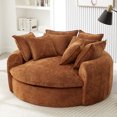 thumbnail image 1 of Oversized Chaise Lounge Chair Indoor, 60" Round Chenille Deep Seat Cloud Couch with Dual-Layer Cushion, Sleeper Boneless Couch Accent Chair for Living Room, Orange, 1 of 9