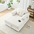 thumbnail image 1 of Oversized Chaise Lounge Chair Indoor, Corduroy Sleeper Sofa with Charging Station and Storage Ottoman, Convertible Deep Seat Reading Chairs, White, 1 of 10