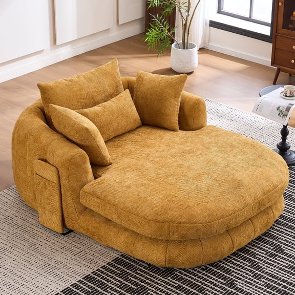 Oversized Chaise Lounge Chair Indoor, Deep Seat Chenille Sleeping Couch, Cloudlike Reading Chair for Living Room, Bedroom, Reading Room