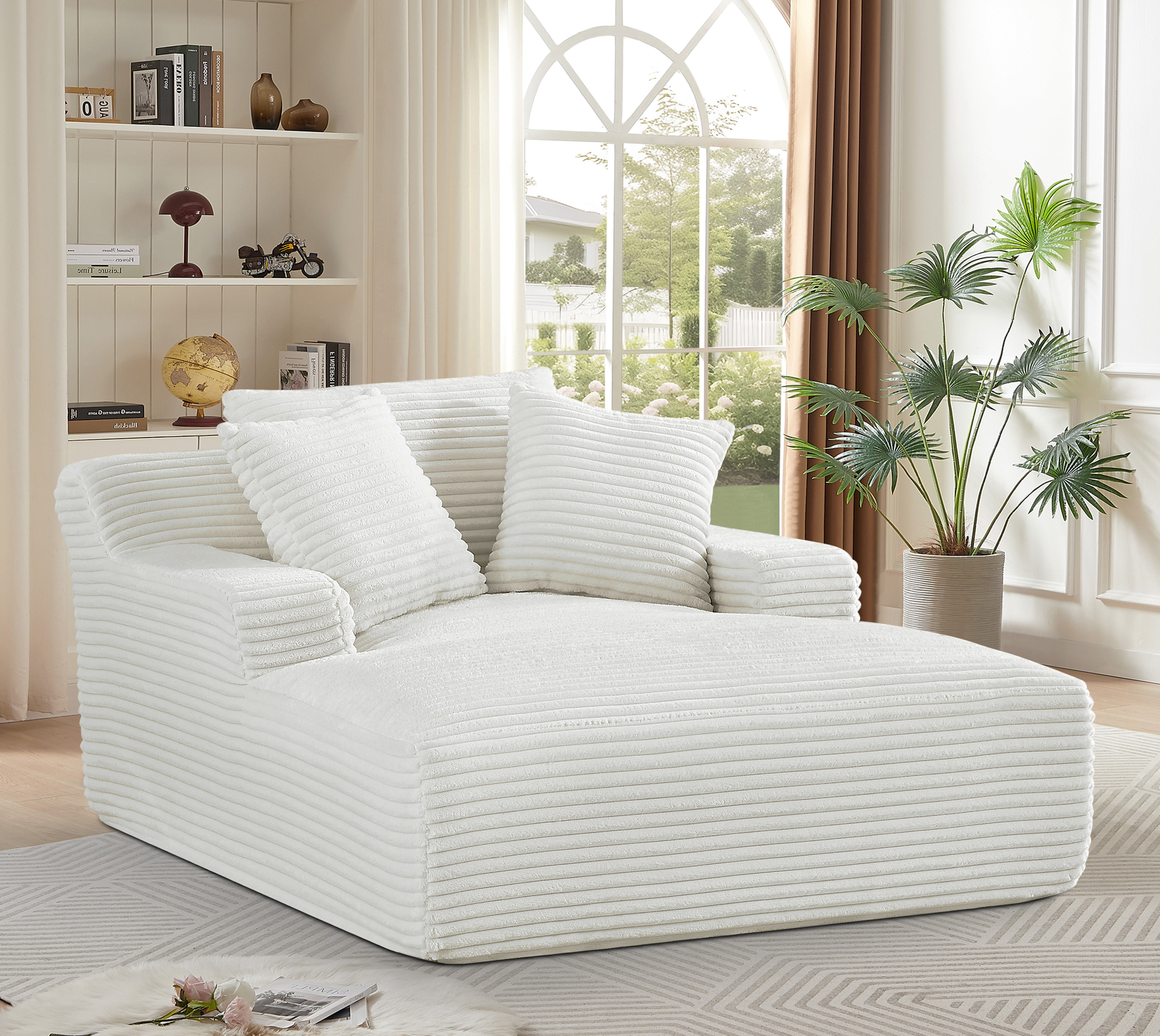 Oversized Chaise Lounge Chair in Soft Corduroy, Modern Comfy Couch with