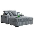 thumbnail image 1 of Oversized Chaise Lounge Loveseat with Movable Ottoman, 61.42" Corduroy Upholstered Sectional Sofa Cloud Couch w/Cup Holders, Built-in Speaker,Wireless Charger & USB Ports for Living Room ﻿, 1 of 16