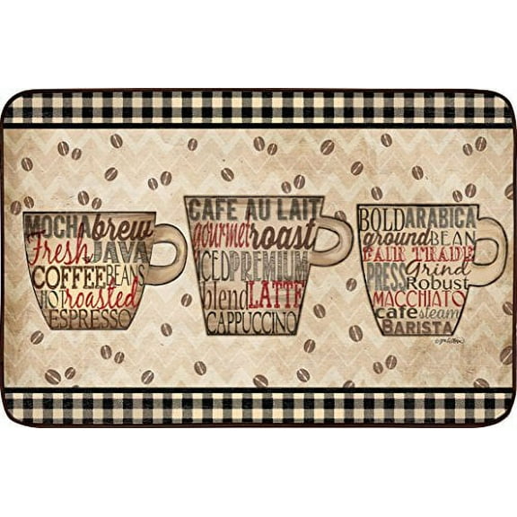 Oversized Chef Series 24"x36" Antifatigue Kitchen Mats (COFFEE WORDS)
