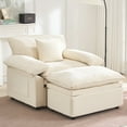 thumbnail image 1 of Oversized Chenille Lounge Chair with Storage Ottoman, Cozy Armrest Accent Chair with Hidden Footrest Storage for Bedroom & Living Room, 1 of 7