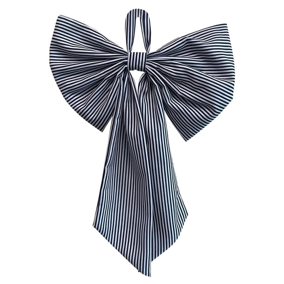 Oversized Christmas Bow Ornament - Plaid-Stripe Extra-Large Design, Premium Fabric Material, Tree Wreath Garland Hanging Holiday Decor, D