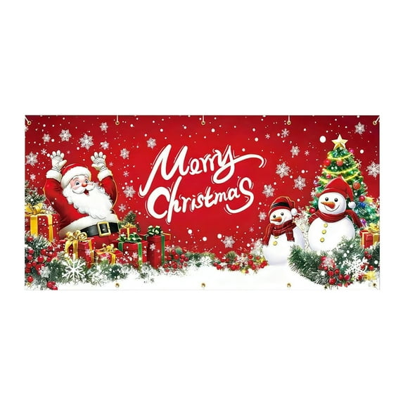 Oversized Christmas Garage Door Cover, Polyester Holiday Decor for Outdoor House Front Porch, Festive Welcome Sign for Neighborhood(A)