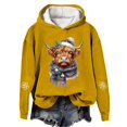 thumbnail image 1 of Oversized Christmas Hoodies for Women Highland Cattle Print Long Sleeve Hooded Sweatshirts Xmas Holiday Loose Casual Fall Winter Warm Pullover Tops, 1 of 3