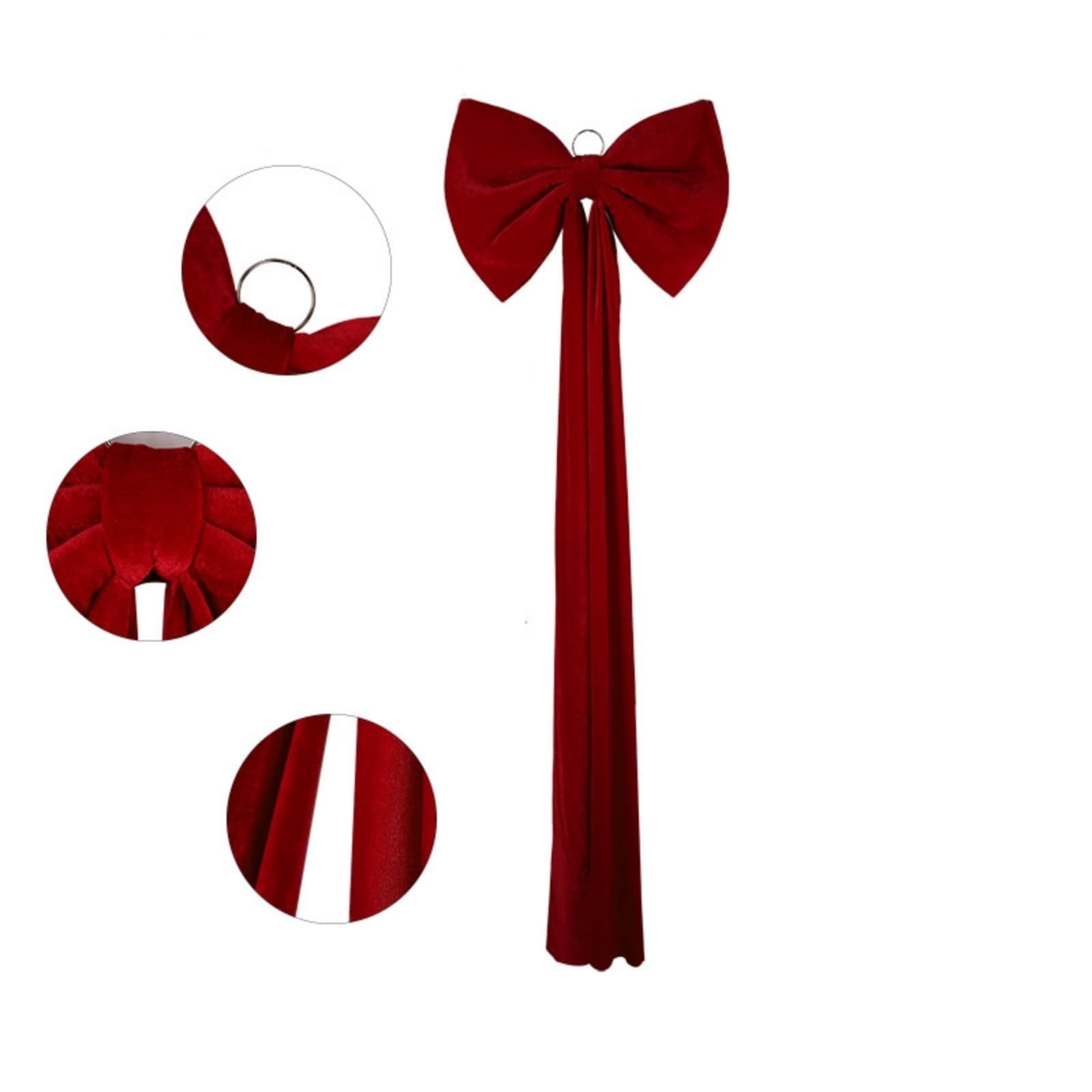 Oversized Christmas Satin Bow with Trailing Tassels – 51inch Ribbon for Gift Wrapping, Retail Display, Event Styling & Holiday Décor
