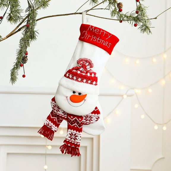 Oversized Christmas Stocking for Fireplace Decor, Large Capacity Gift Bag with Holiday Characters, Big Festive Sock for Christmas Tree and Home Decoration