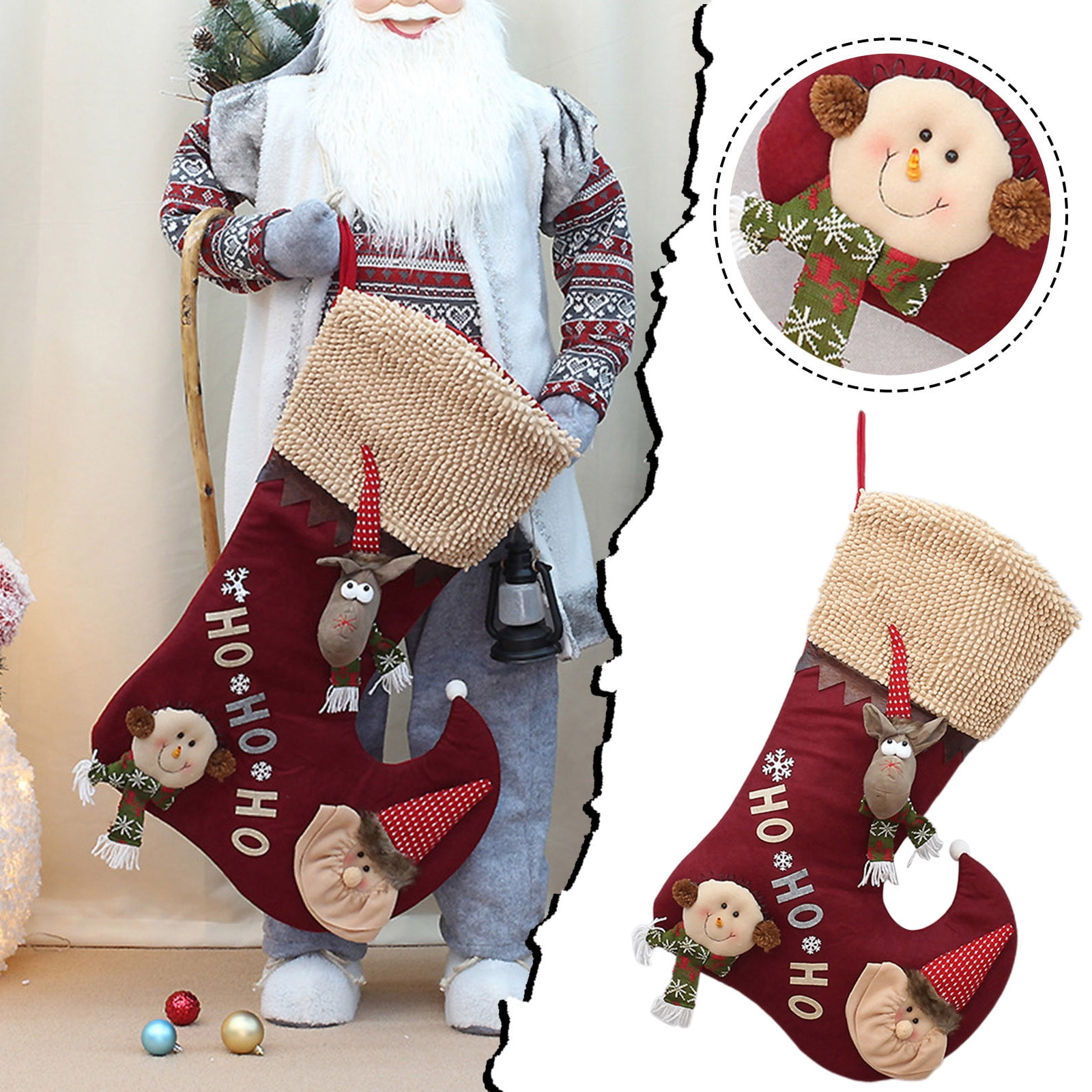 Oversized Christmas Stocking Gift Bag Large Decorative Stocking Pendant