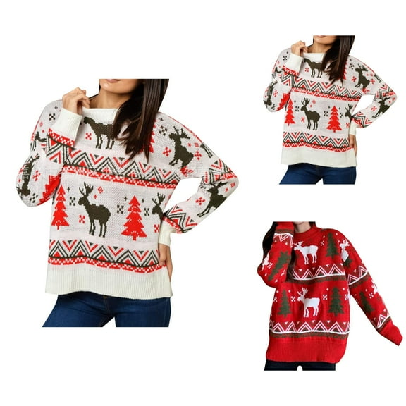 Oversized Christmas Sweaters for Women 2025 Long Sleeve Crewneck Loose Slouchy Xmas Pullover Sweater Jumper Tops
