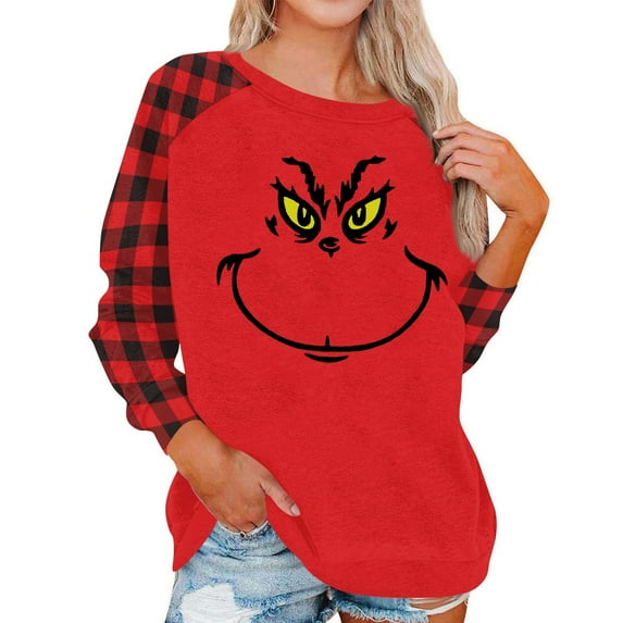 Oversized Christmas Sweatshirts Green Monster Funny Cute Xmas Holiday Winter Oversized Pullover Red XXL
