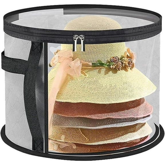 Oversized Clear Hat Storage Bag for Women, Holds up to 7 Caps Cowboy Hat Organizer for Closet, Portable Cowboy Hat Box Bags Organizer with Lids, Collapsible Cap Case for Men（Gray, 1PCS）