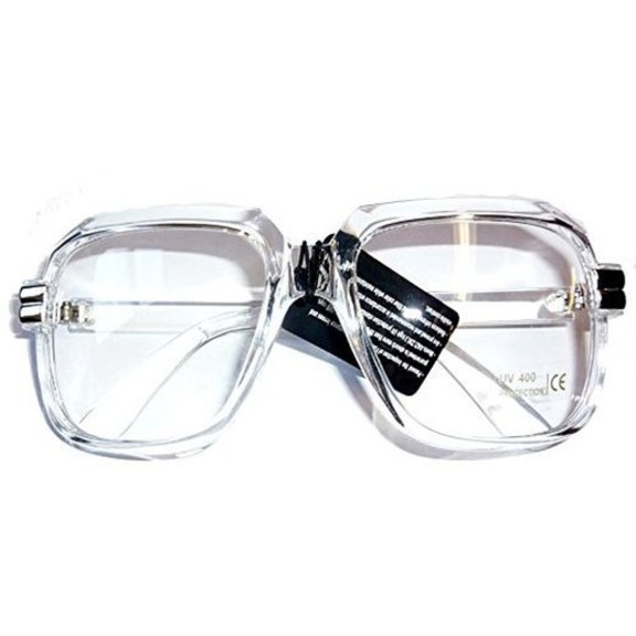 Oversized Clear Hip Hop Glasses Rapper Run DMC Gazelle Rap Sunglasses 80s Metal