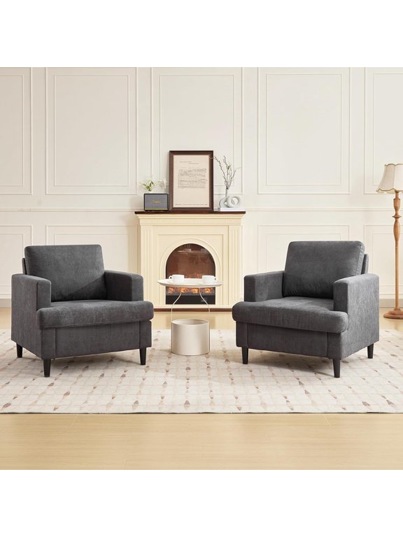 Oversized Cloud Chair, Linen Living Room Chair, Mid Century Modern Armchair with Thick Cushion & Leg, Deep Seat & No Assembly Required