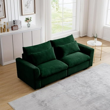 Oversized Cloud Couch for Living Room, 86.8" Comfy Corduroy Sofa with Lumbar Pillow, Modern Oversized Loveseat Sofa Modular Couch with Wide Armrest for Living Room, Apartment, Office, Green