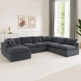 thumbnail image 1 of Oversized Cloud Couch Sectional for Living Room - 7 Seaters Modular Sectional Sofa with Ottoman Convertible L/U Shaped Boneless Design Warm Couches, 1 of 7
