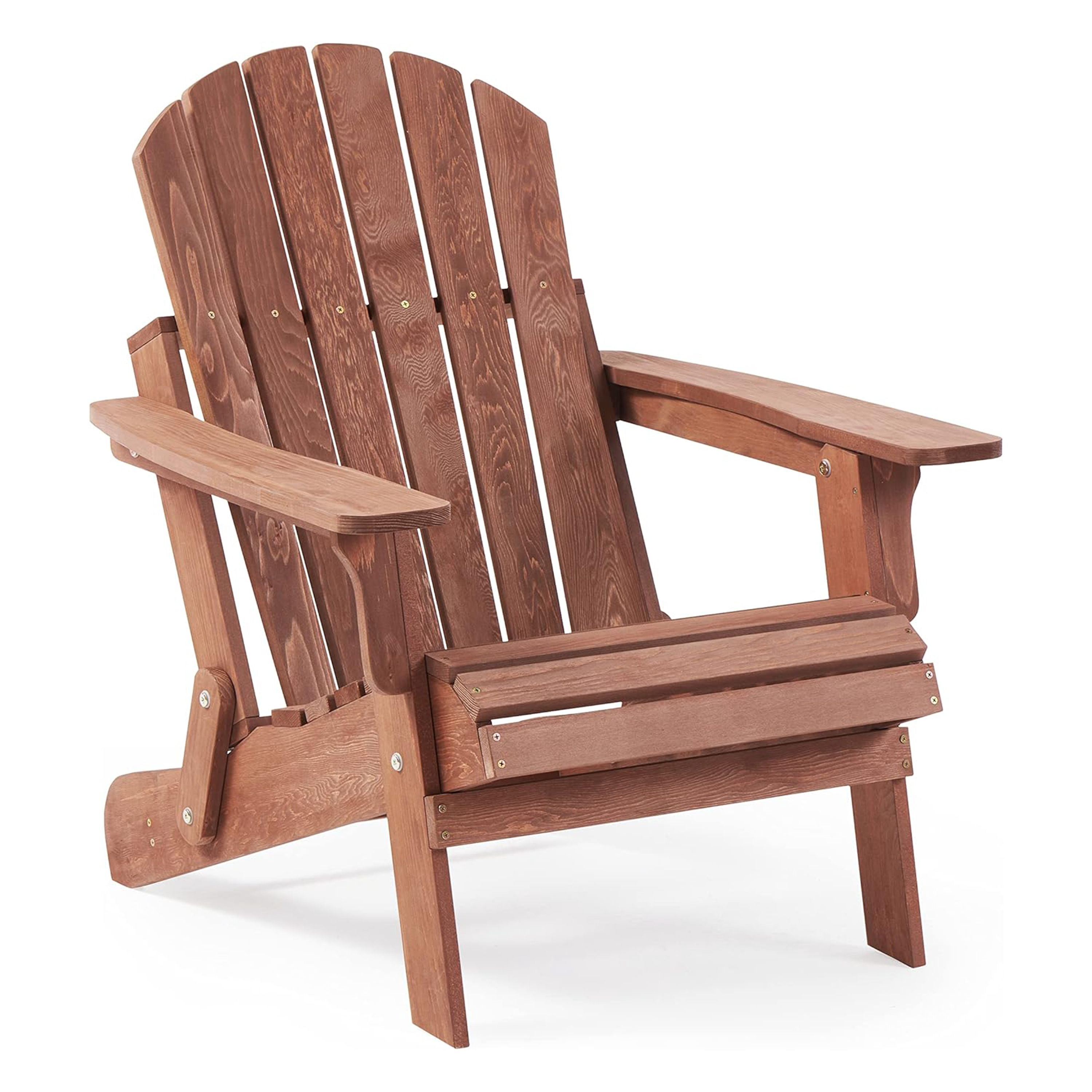 Oversized Coffee Wood Folding Adirondack Chair - Patio, Garden, Backyard & Deck Seating - Durable Hemlock, Pre-Assembled, 330lb Capacity, Easy Storage & Portability