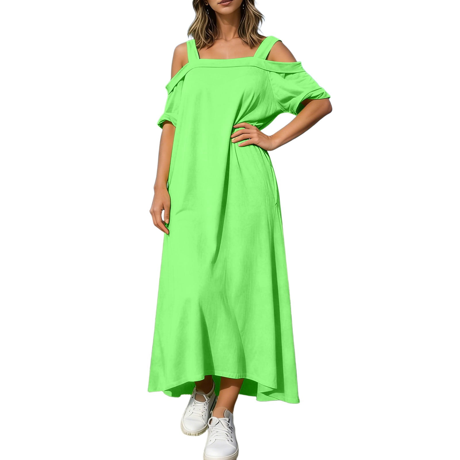 oversized maxi dress Shirt this formal piece is defined by a charming bow bardot and floor Plus Size Patchwork Loose Maxi