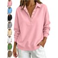 thumbnail image 1 of Oversized Collar Sweatshirt for Women Long Sleeve Button Up Classic Loungewear Pullover, 1 of 7