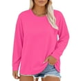 thumbnail image 1 of Oversized Comfort Tshirt for Women Relaxed Fit Long Sleeve Crew Neck Soft Fabric Everyday Basic Top with Cuffed Hem, 1 of 6