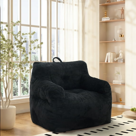 Oversized Corduroy Bean Bag Chair with Memory Foam, Adult Lazy Sofa with Armrests Perfect for Bedroom, Living Room or Office