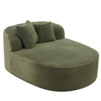 Oversized Corduroy Upholstered Curved Chaise Lounge, 51.6" W Boneless Couch Sofa with 2 Matching Pillows, Green