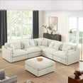 thumbnail image 1 of Oversized Corner Sofa with Ottoman and 10 Pillows, L Shaped Modular Sectional Sofa Set with Detachable Down-Filled Seat Cushion, 6-Seats Modular Sofa, 119''Lx40''Wx34.5''H, 1 of 9