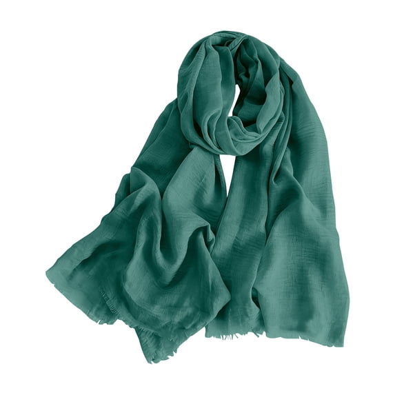 Oversized Cotton Linen Scarf, Fringed Beach Shawl with Wrinkled Texture, Lightweight Travel Scarf for Women, Picnic Blanket and Summer Cover Up Green