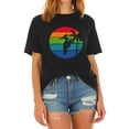 thumbnail image 1 of Oversized Cotton Short Sleeve T-Shirt with Retro Rainbow Sunset Graphic & Kingfisher, 1 of 5