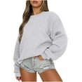 thumbnail image 1 of Oversized Cotton Sweatshirt Fall Winter Soft Warm Pullover Long Sleeve Tops Women Clothes (L, Gray), 1 of 6