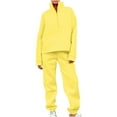 thumbnail image 1 of Oversized Cotton Sweatsuits Tracksuits Two Piece Womens Lounge Outfits 1/2 Zip Sweatshirt Cinch Bottom Sweatpant Sets (XL, Yellow), 1 of 7
