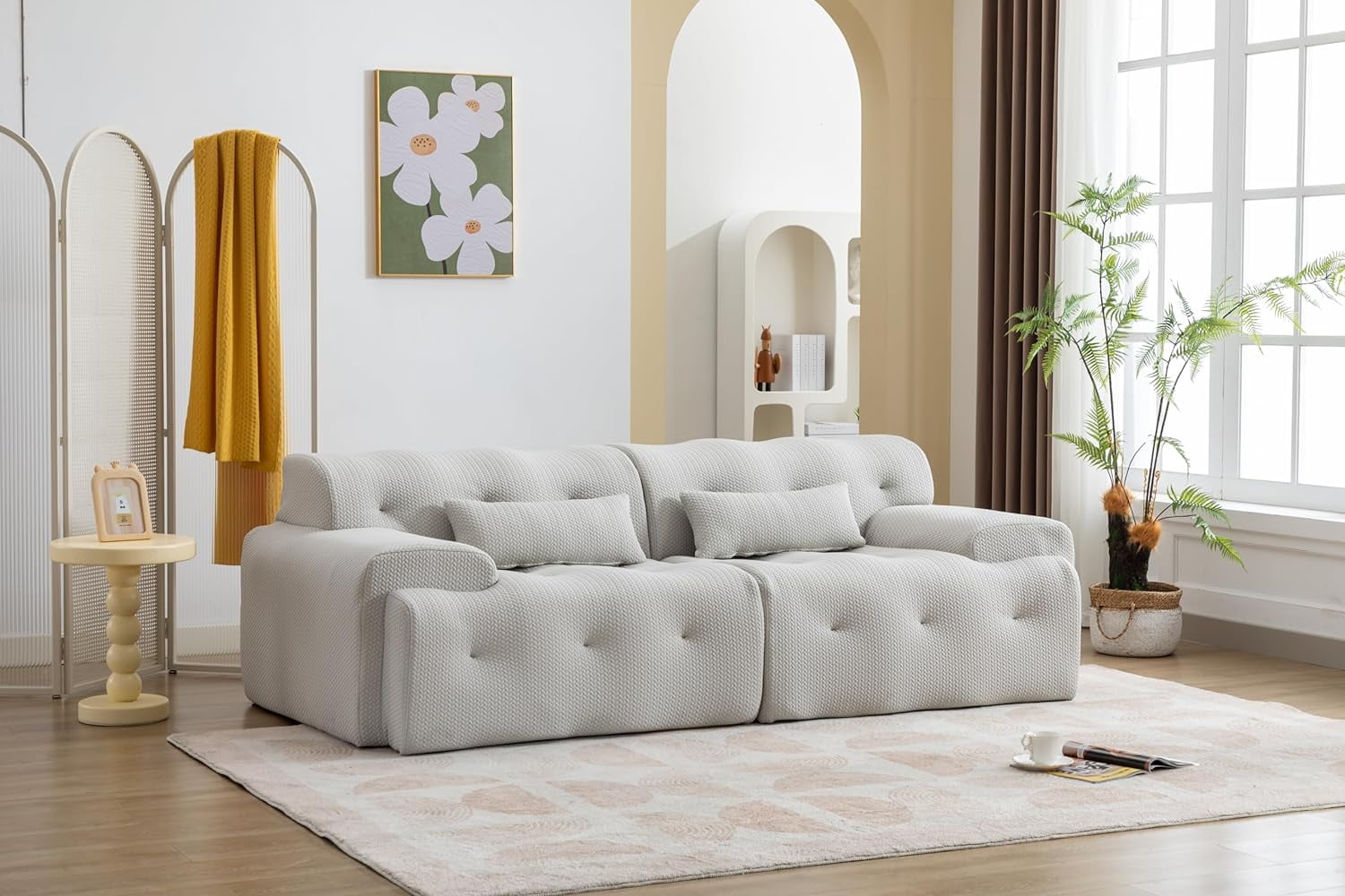 Oversized Couches and Sofas 90 Modern Minimalist Style Couch Upholstered Sleeper Sofa Pure Foam and Spring Structure Comfy Couch for Living Room