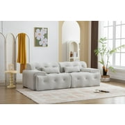 Oversized Couches and Sofas, 90" Modern Minimalist Style Couch, Upholstered Sleeper Sofa, Pure Foam and Spring Structure, Comfy Couch for Living Room, Bedroom, Salon, Lobby, Installation-free (Beige)