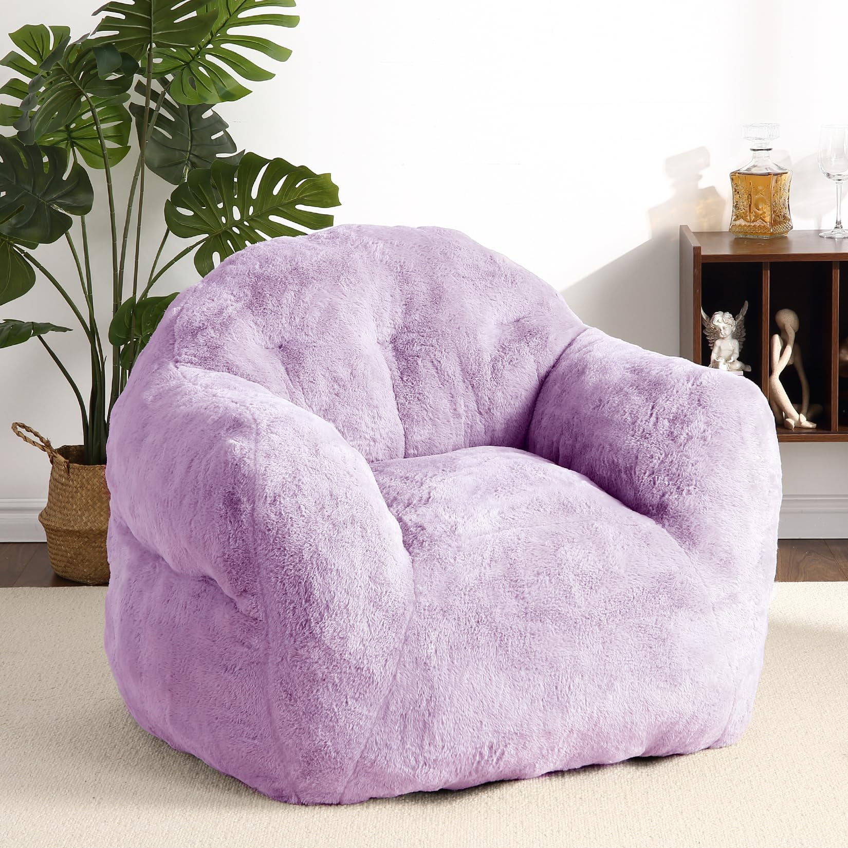 Oversized Cozy Bean Bag Chair for Adults – Supportive Backrest & Wide Armrests, High Density Foam, Easy to Clean – For Living Room, Bedroom, Gaming, Reading Nook – Lightweight & Portable – Purple