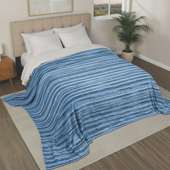 Oversized Cozy Night Cloud Throw Blanket, 110" x 132" (Blue Stripe)