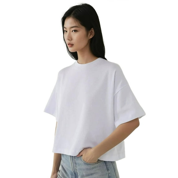 Oversized Crew Neck Cotton T-Shirt