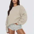 thumbnail image 1 of Oversized Crew Neck Sweatshirt Women - Soft Fleece Pullover - Solid Color Winter Travel Long Sleeve Womens Sweatshirt No Hood, 1 of 4