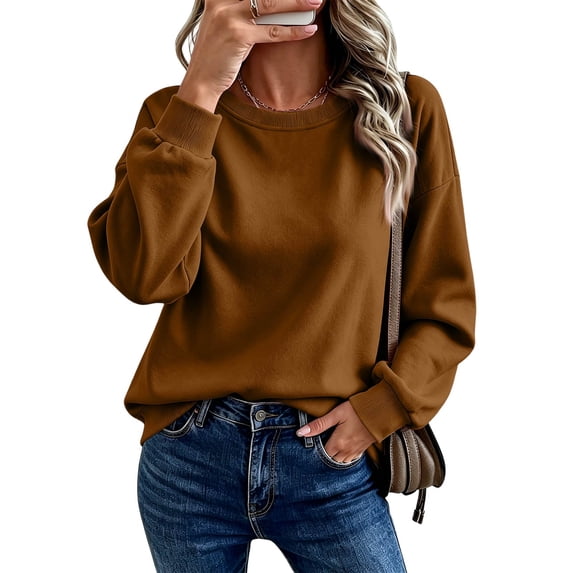 Oversized Crewneck Sweatshirt Women 2026 Fall Comfort Colors Sweatshirt Casual Long Sleeve Fleece Pullover Sweaters,M