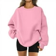 thumbnail image 1 of Oversized Crewneck Sweatshirt Women Fall Cute Fleece Pullover Sweatshirts No Hood Plain Y2k Hoodie with Pockets 2025 Pink S, 1 of 5